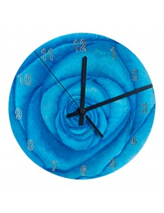 Rosa Blu - Orologio da muro dipinto a mano