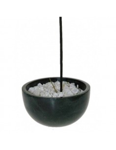 Ciotola incensi pietra ollare nera e pietre bianche