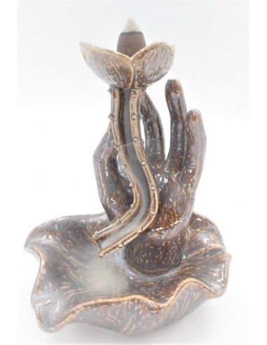 Backflow Incense Burner Lotus with hand