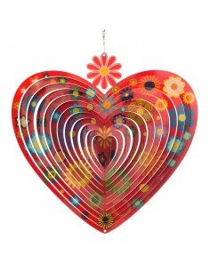 Cuore Rosso con Fiori - Wind Spinner - piccolo