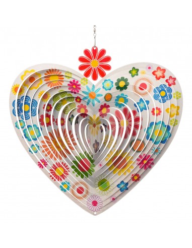 Heart Flowers Silver - Wind Spinner -...