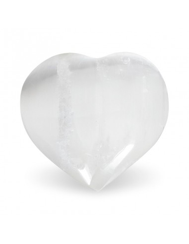 White selenite heart worry stones