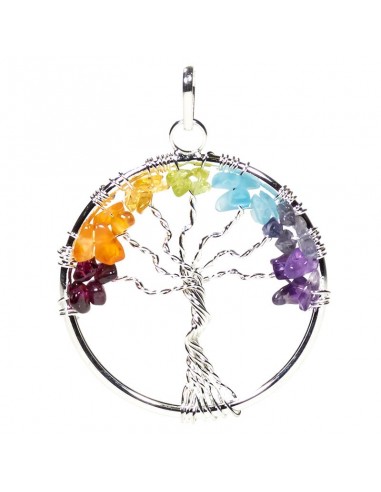 Pendant chakra tree brass silver colour