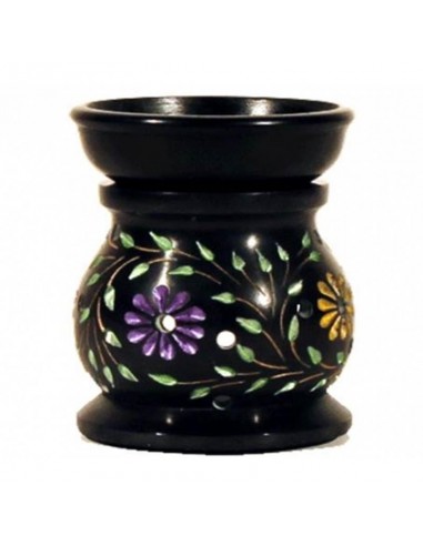 Oil burner Flowers black soapstone