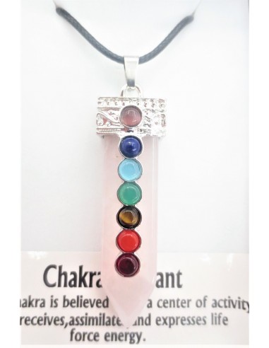 Ciondolo dei Chakra in quarzo rosa