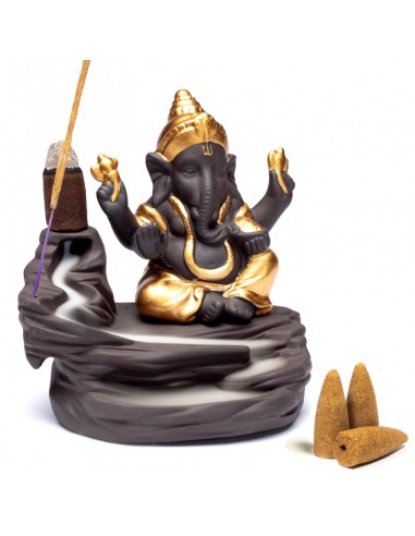 Backflow Incense Burner Ganesha Gold...