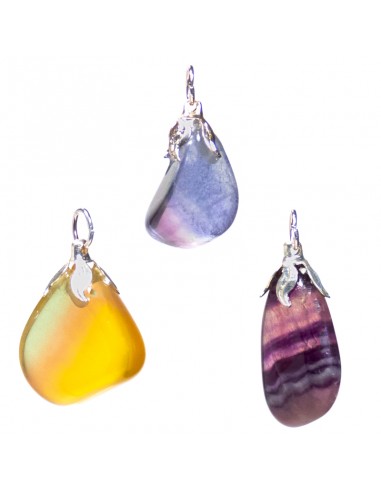 Rainbow fluorite gemstone pendant