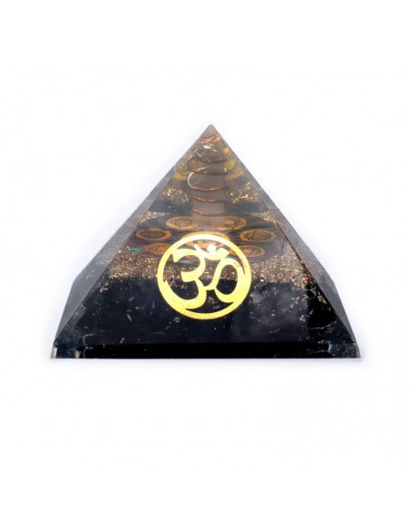 Piramide Orgonite Chakra Tormalina nera con Om