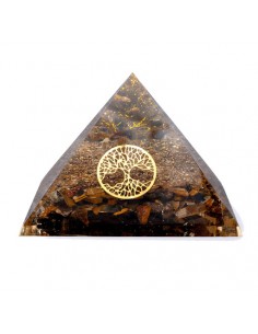 Tiger eye pyramid with tree...