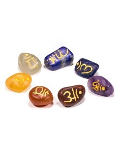 7 Chakra Pietre incise con simboli in sanscrito