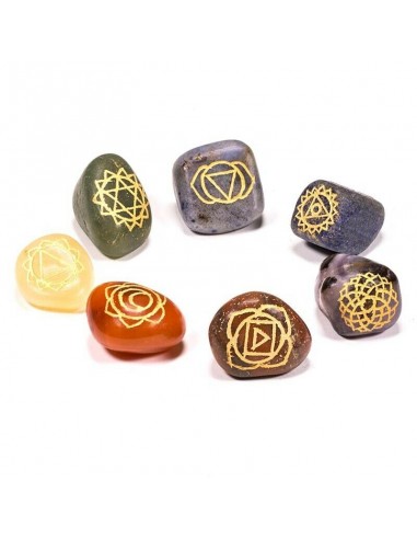 Chakra symbols engraved tumbled...