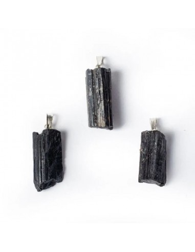 Black tourmaline rough gemstone pendant