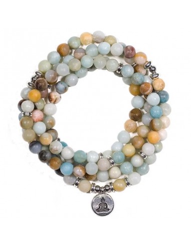 Collana Mala Amazzonite 108 grani con Buddha