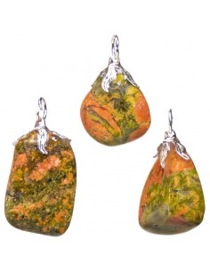 Unakite gemstone pendant
