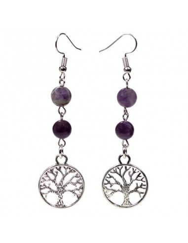 Earrings fluorite/amethyst with tree...