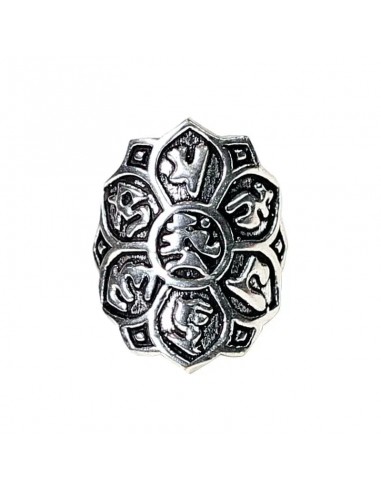 Ring lotus brass silver coloured