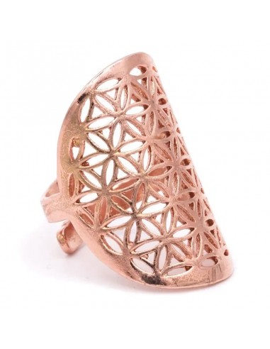 Ring flower of life brass copper colour