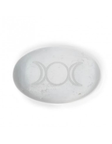 Selenite stone with goddess symbol