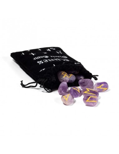 Amethyst Rune Oracle set in velvet bag