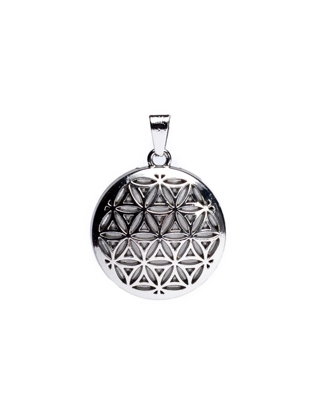 Engelsrufer Ciondolo Fiore Della Vita In Argento 925 Rodiato - 33mm - Fatto A Mano