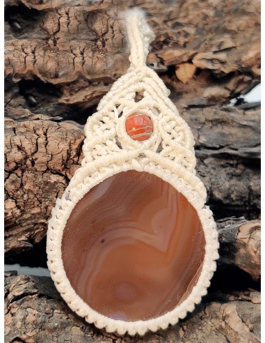 Necklace with macrame pendant - Agate...