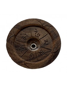 Round Tibetan chiseled wood...