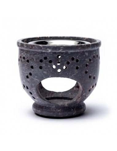 Incense & oil burner soapstone black...