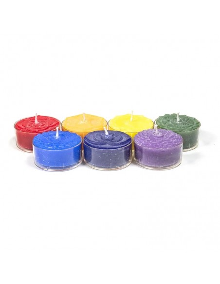 Set di 7 lumini T-Light dei Chakra profumati