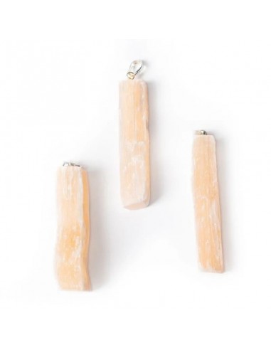 Orange selenite rough gemstone pendant