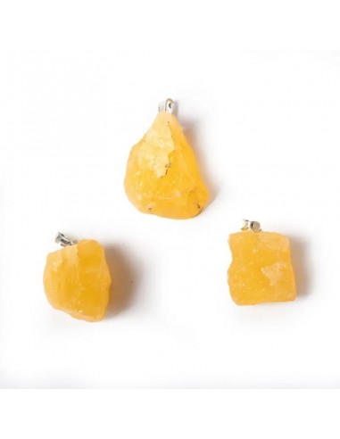 Yellow calcite rough gemstone pendant