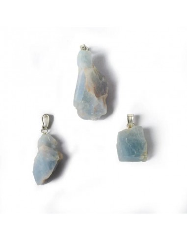 Blue calcite rough gemstone pendant