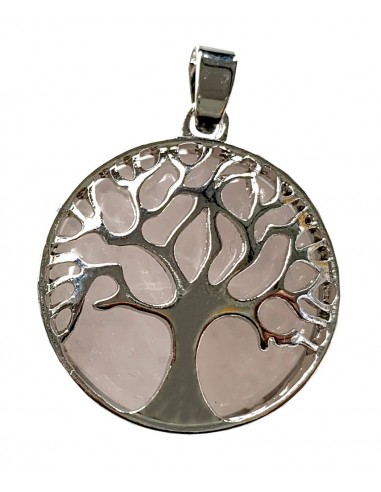 Pendant rose quarts and tree of life