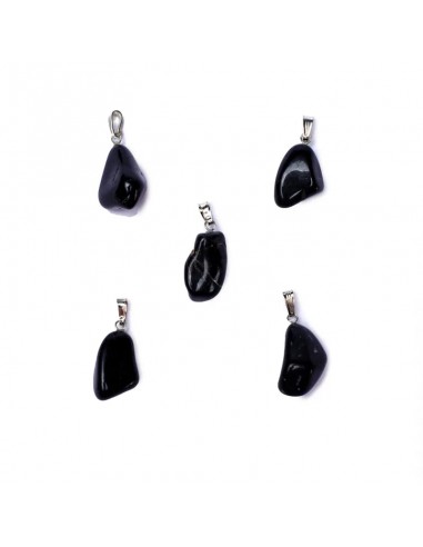 Black onyx gemstone pendant pin drilled