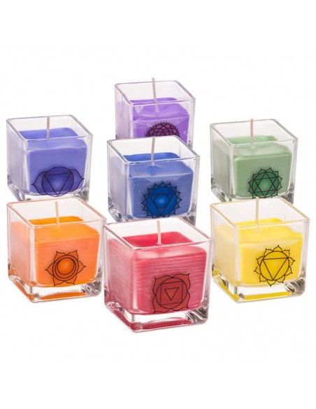 Set di 7 candele Chakra ecologiche profumate cera di colza