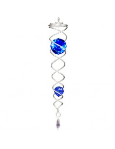 Spirale Argento con 2 Sfere - Blu + blu
