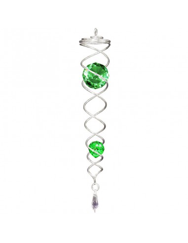 Spirale Argento con 2 Sfere - Verde + Verde