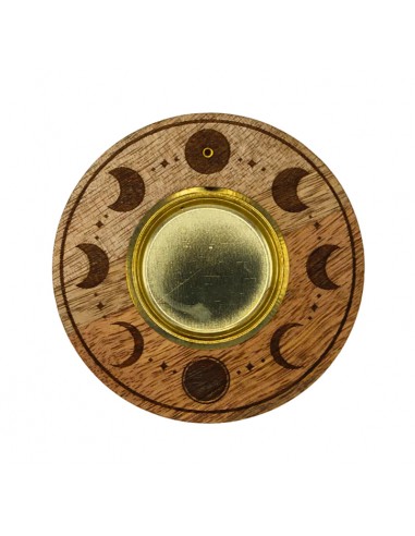 Mango Wood Incense Holder Moon Phase