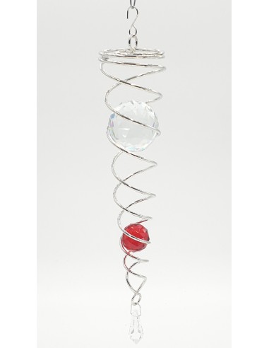 Spirale Argento con 2 Sfere - Rossa - media