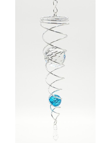 Spirale Argento con 2 Sfere - Blu - media