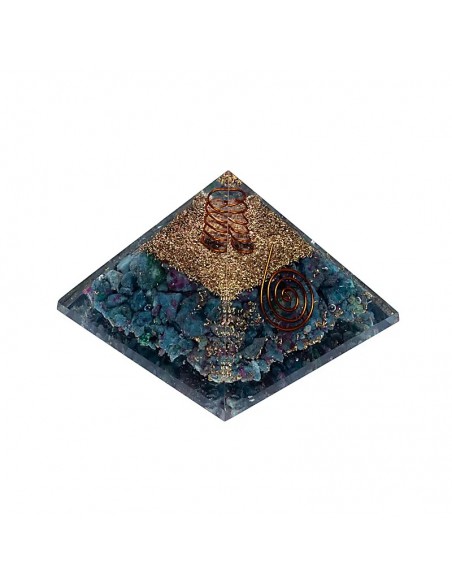 Piramide Orgonite in Rubino e Cianite