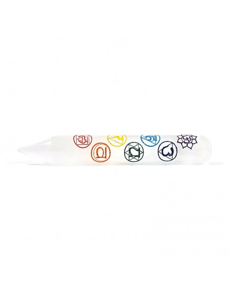 Bastone da massaggio in Selenite con 7 Chakra
