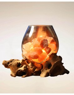 Lampada su Radice con Vetro e Sale Rosa dell’Himalaya 2