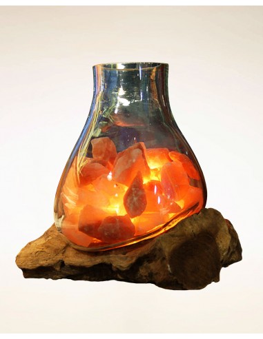 Root lamp with glass and Himalayan...