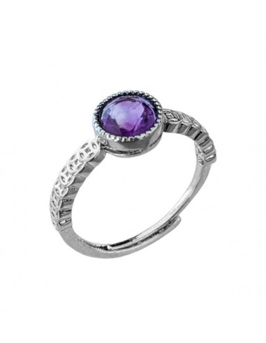 Ring with faceted Amethyst Quartz in...