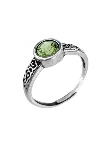 Anello con Peridoto sfaccettato in rame bianco