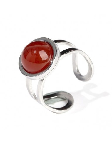 Ring with Red Agate in stainless steel