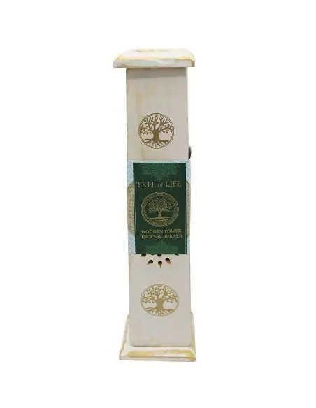 Brucia bastoncini e coni d'incenso rettangolare - Albero della Vita - bianco