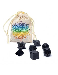 Set di 7 solidi platonici in Tormalina nera - geometria sacra 2