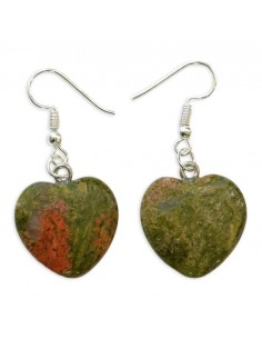 Earrings heart with Unakite