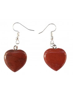 Earrings heart with Red jasper